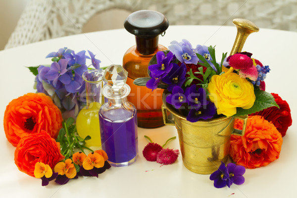 aromatherapy - flowers in mortar Stock photo © neirfy