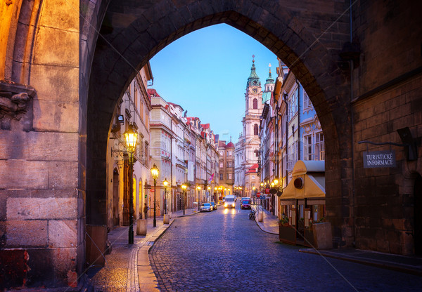 entrance to Hradcany old town at night, Prague Stock photo © neirfy