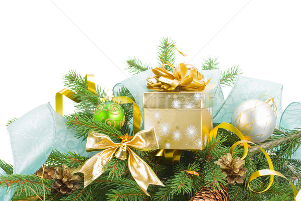 ストックフォト: クリスマス · 装飾 · ギフトボックス · 孤立した · 白