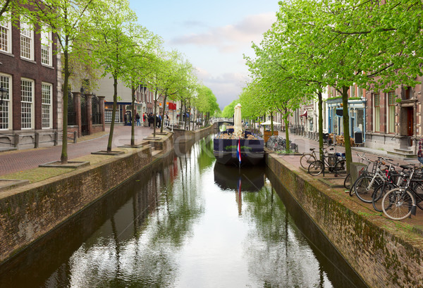 Сток-фото: старый · город · Голландии · красочный · улице · канал · весны