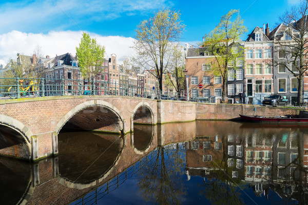 Maisons Pays-Bas canal belle réflexions ciel [[stock_photo]] © neirfy