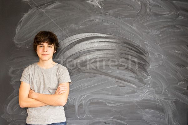 Junge schwarzes Brett stehen leer Schule Kind Stock foto © neirfy