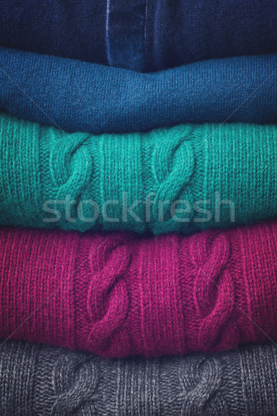 Ingesteld wollen kleding gevouwen grijs Stockfoto © neirfy