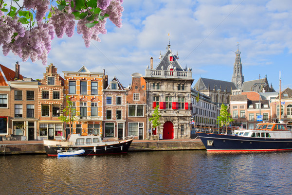 Histórico casas edad Holanda canal lila Foto stock © neirfy