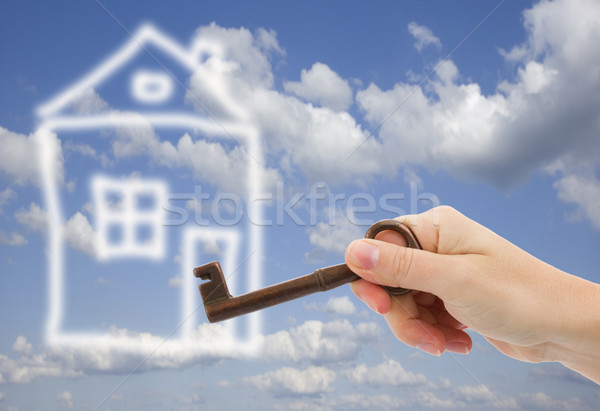 Stock foto: Neues · Zuhause · Hand · Schlüssel · abstrakten · home · Haus