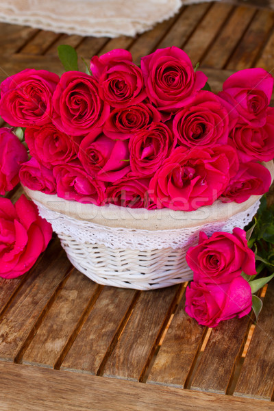 bunch of mauve roses in basket Stock photo © neirfy
