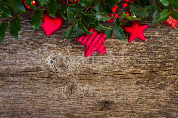 Foto d'archivio: Ramo · Natale · decorazioni · foglie · frutti · di · bosco · rosso