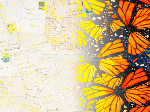 old butterfly postcard Stock photo © neirfy
