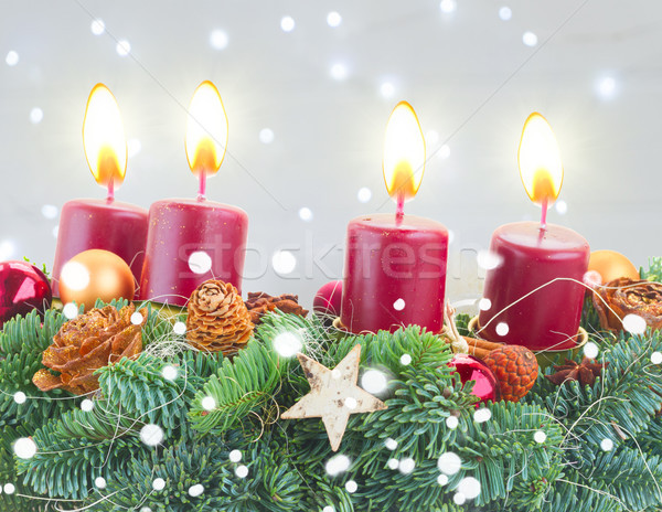 advent wreath with burning candles  Stock photo © neirfy