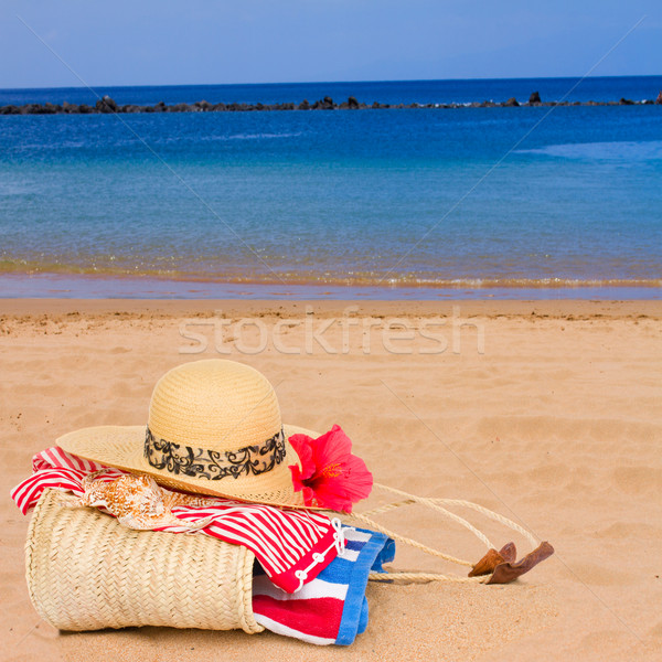 Stock photo: sunbathing accessories at beach