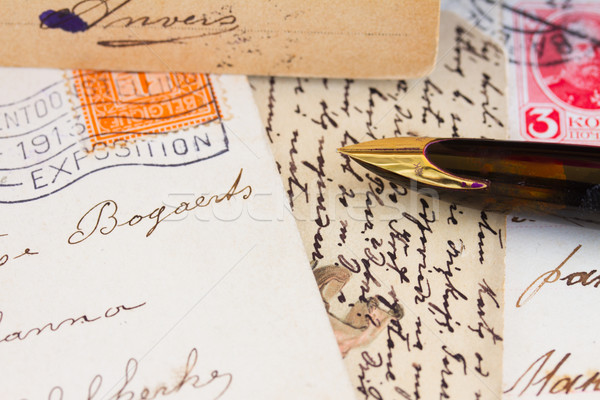 quill pen and antique letters Stock photo © neirfy