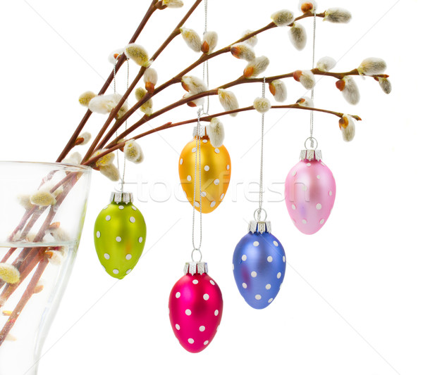 Colorful hanging easter eggs Stock photo © neirfy