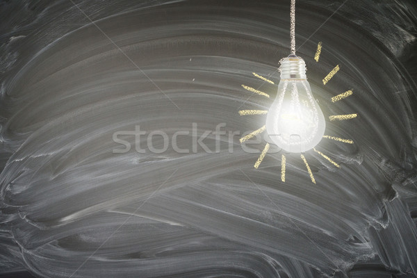 Idee Glühlampe hellen glühend Tafel Licht Stock foto © neirfy