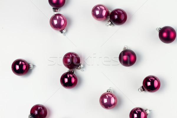 Christmas flat lay scene with glass balls Stock photo © neirfy