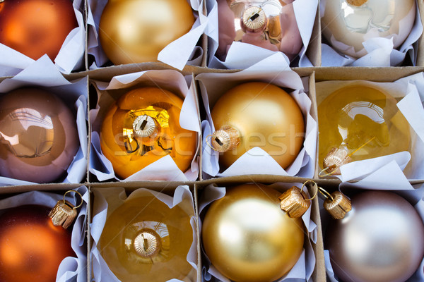 Christmas ingesteld glas gouden kleuren Stockfoto © neirfy