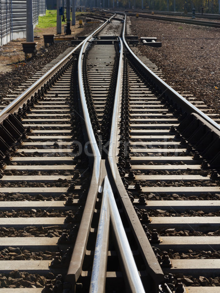 Kettő vonalak vasút útvonal közelkép vasaló Stock fotó © neirfy