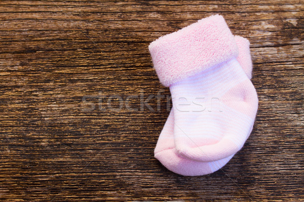 Baby Socken neu geboren rosa Holz Holz Stock foto © neirfy