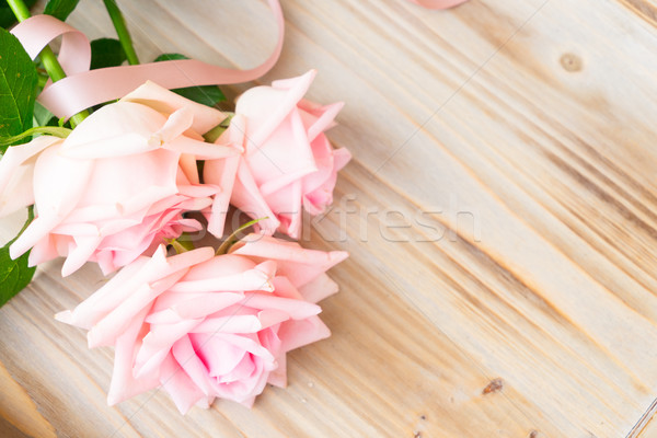 ピンク バラ 木材 新鮮な 花 ストックフォト © neirfy
