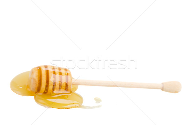 Fából készült méz bot pocsolya izolált fehér Stock fotó © neirfy