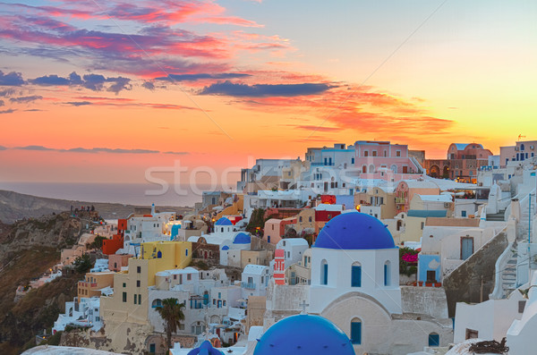 Foto stock: Tradicional · griego · pueblo · paisaje · urbano · santorini · azul