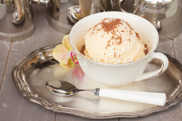 Cam vanilya dondurma kepçe dondurma çikolata Stok fotoğraf © neirfy