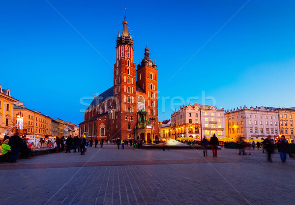 Stock fotó: Piac · tér · Krakkó · Lengyelország · katedrális · templom