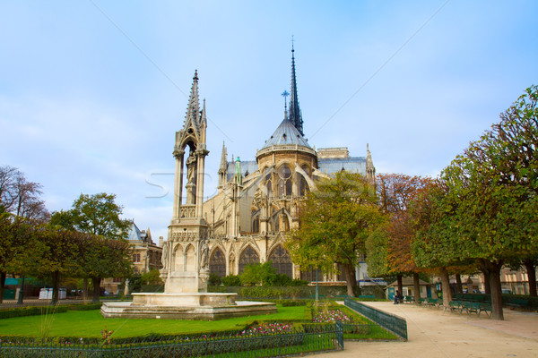 Notre Dame-katedrális Párizs Franciaország templom égbolt nyár Stock fotó © neirfy