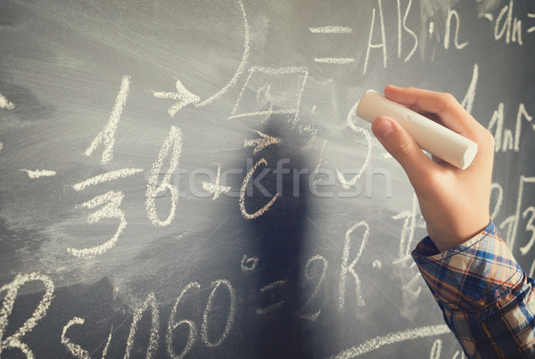 Stockfoto: Hand · krijt · math · formules · retro