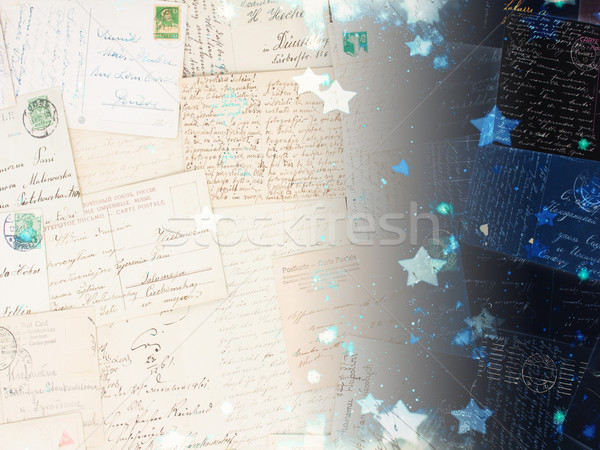 Souvenirs vieux cartes postales nuit fond [[stock_photo]] © neirfy