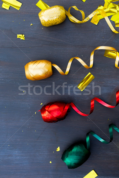 Carnaval decorations on dark wooden background Stock photo © neirfy