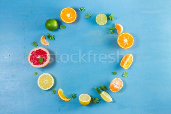 citrus pattern on blue Stock photo © neirfy