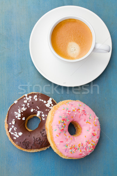 breakfast with fresh coffee and donuts Stock photo © neirfy