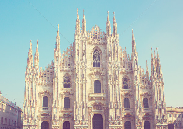 Cathédrale milan Italie église rétro bleu [[stock_photo]] © neirfy