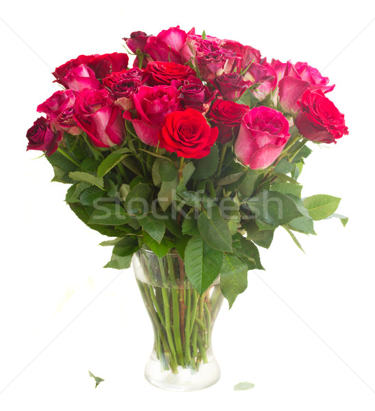 Grenze rot rosa Rosen Haufen Vase Stock foto © neirfy
