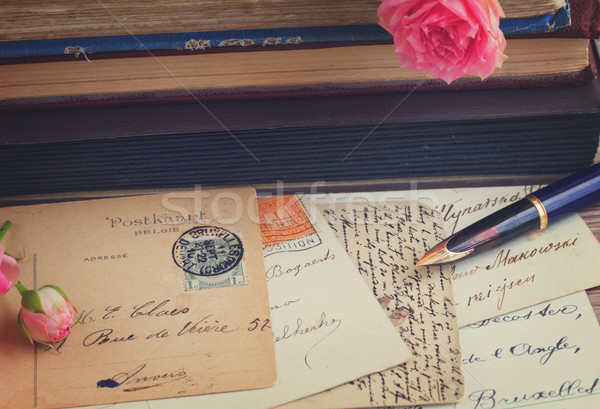 quill pen and antique letters Stock photo © neirfy