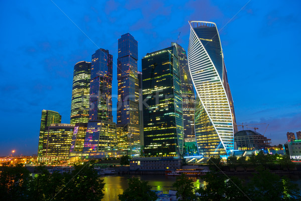 Moskou City Night skyline verlicht Rusland licht Stockfoto © neirfy