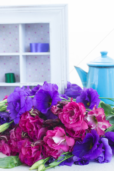 bunch of  violet and mauve  eustoma flowers Stock photo © neirfy