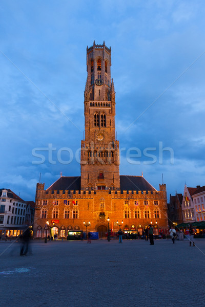 Stock photo: Belfry of Bruges at Grote Markt, Belgium