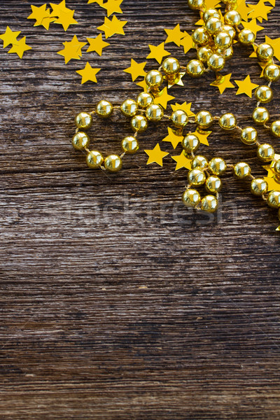 Navidad estrellas madera brillante dorado decoraciones Foto stock © neirfy