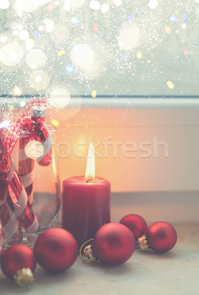 Сток-фото: Рождества · сцена · сжигание · свет · красный · окна