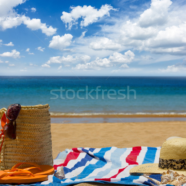Сток-фото: полотенце · солнечные · ванны · пляж · лет