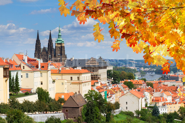 Vedere Praga district cădea zi Republica Ceha Imagine de stoc © neirfy