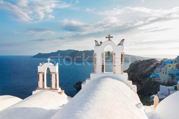 white belfries Santorini island, Greece Stock photo © neirfy
