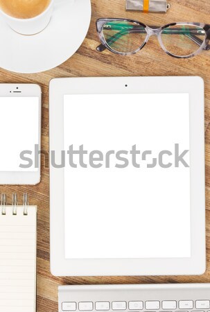 Stockfoto: Kantoor · tabel · desktop · witte · tablet