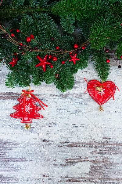 Foto d'archivio: Natale · fresche · evergreen · albero · rami · rosso