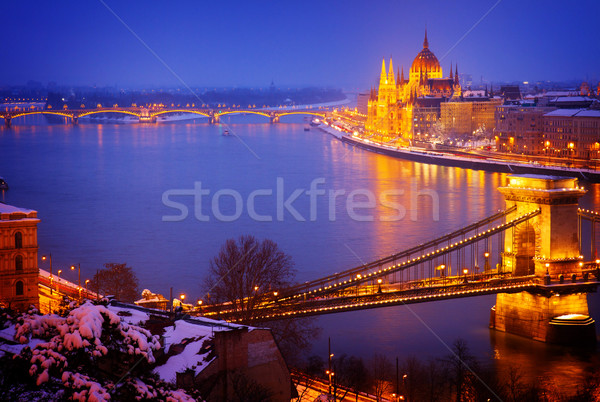 cityscape of  Budapest at night, Hungary Stock photo © neirfy