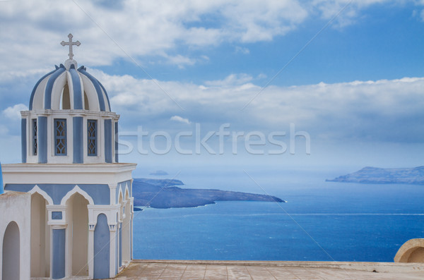 belfry and  caldera of Santorini island, Greece Stock photo © neirfy