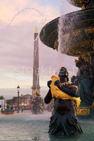 Fountain on Concorde Square and Obelisk Stock photo © neirfy