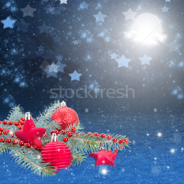 Rosso Natale decorazioni abete rosso blu stelle Foto d'archivio © neirfy