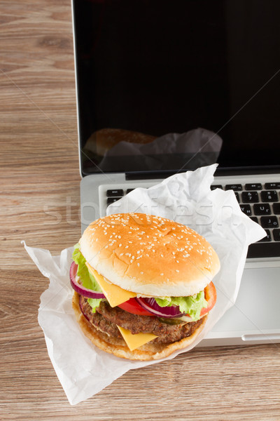 Essen Arbeit Stelle Fast-Food Notebook Business Stock foto © neirfy